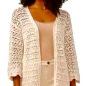 Vince Camuto Long Crochet Cardigan in Birch Sz S